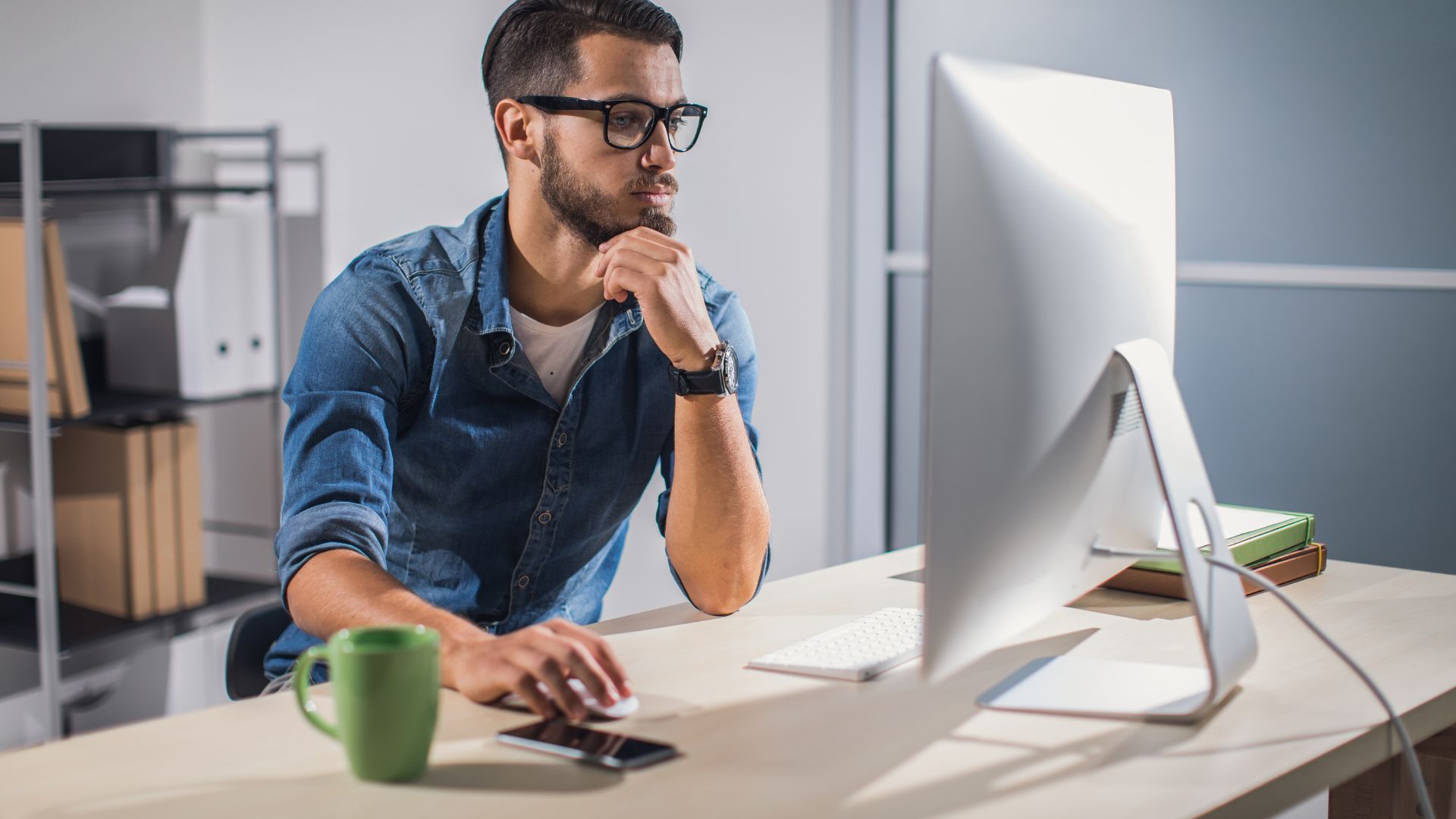 A man navigating to use an AI job application process