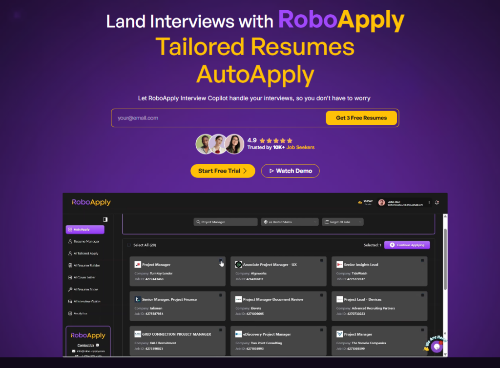 RoboApply Tailored Apply