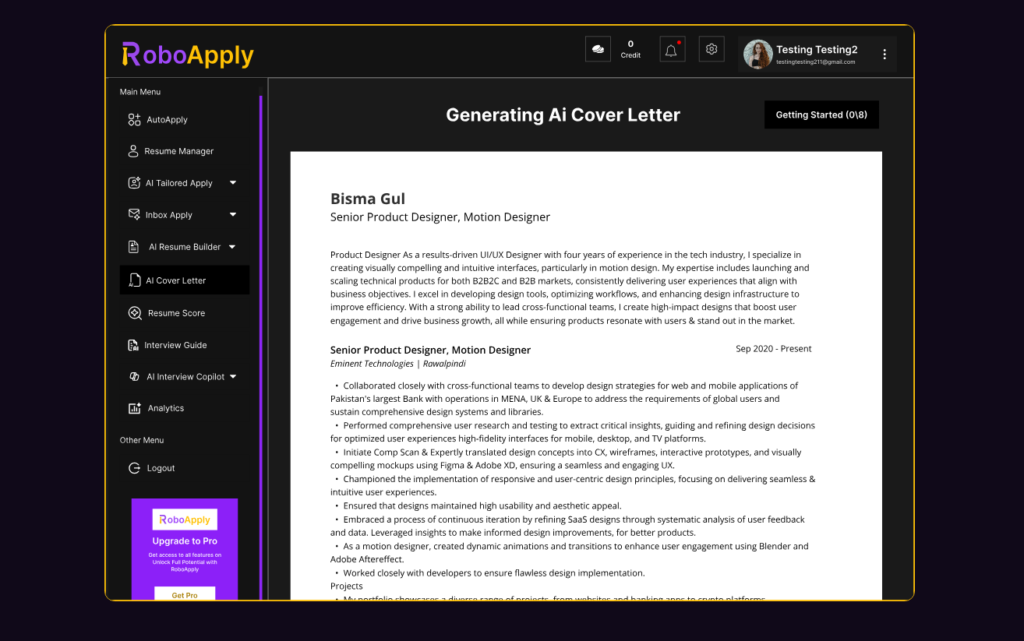 RoboApply AI Cover Letter